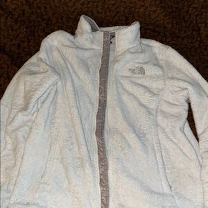 The North Face Soft White Fleece Jacket - was washed with something blue